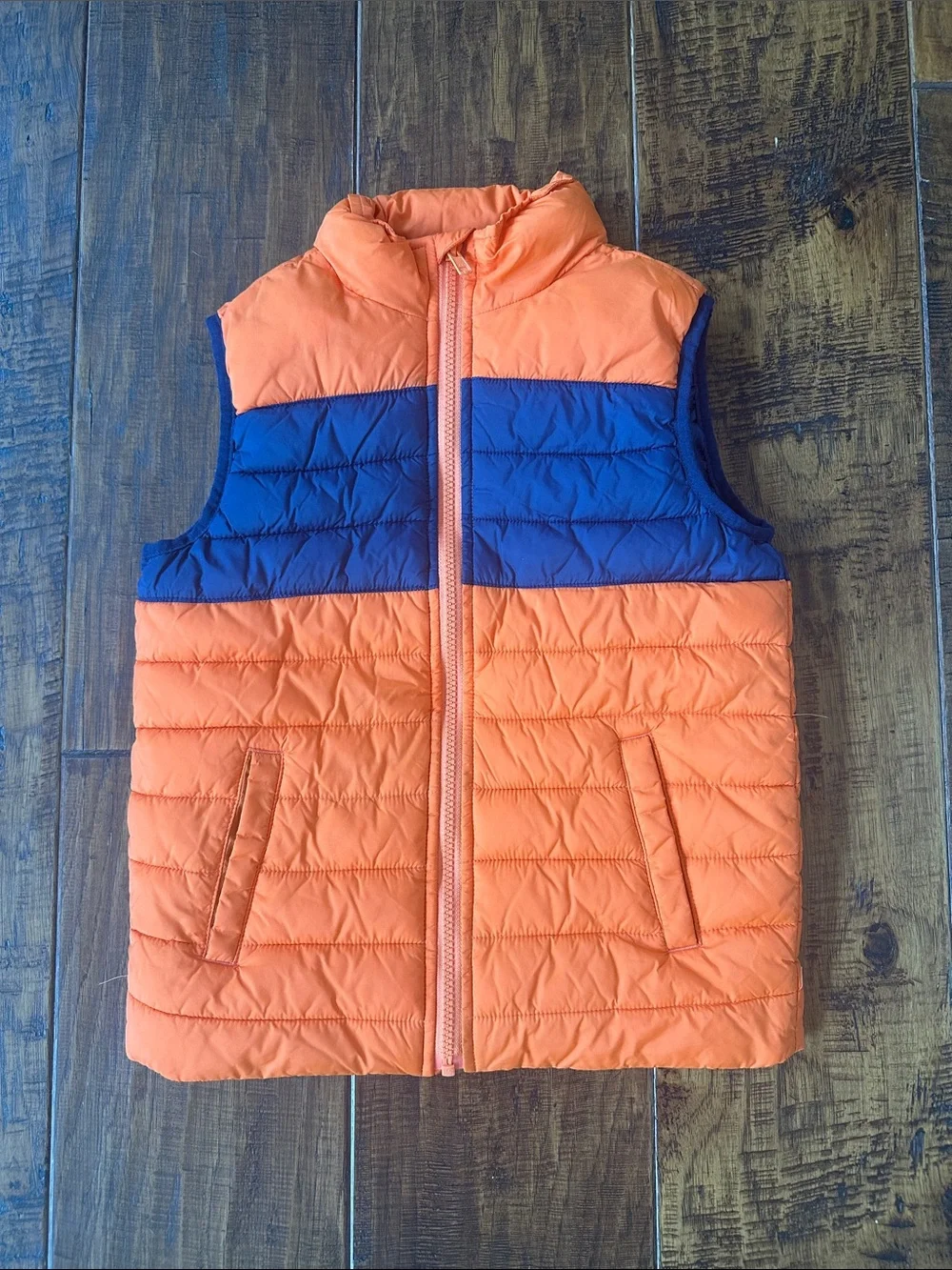 Janie and Jack Boy Orange You Glad Colorblocked Puffer Vest